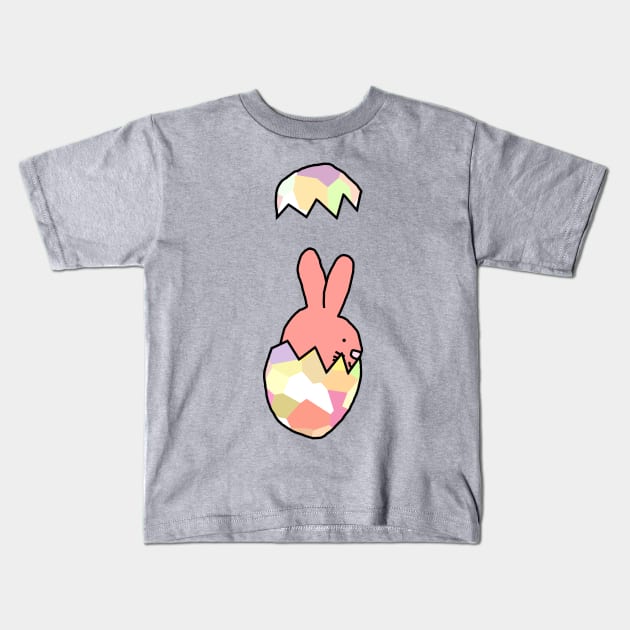 Rose Easter Bunny Rabbit Popping out of Funny Easter Egg Kids T-Shirt by ellenhenryart